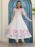 Incredible White Floral Printed Organza Traditional Pant Suit - Zeel Clothing