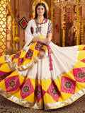 Incredible White Jacquard Patch Work Cotton Navratri Wear Lehenga Choli - Zeel Clothing