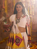 Incredible White Jacquard Patch Work Cotton Navratri Wear Lehenga Choli - Zeel Clothing