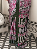 Incredible Wine Digital Printed Satin Event Wear Saree With Blouse - Zeel Clothing