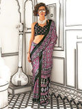 Incredible Wine Digital Printed Satin Event Wear Saree With Blouse - Zeel Clothing