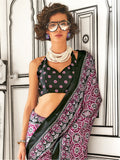 Incredible Wine Digital Printed Satin Event Wear Saree With Blouse - Zeel Clothing