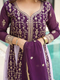 Incredible Wine Sequins Work Georgette Event Wear Gown With Dupatta - Zeel Clothing