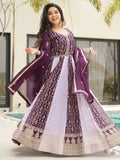 Incredible Wine Sequins Work Georgette Event Wear Gown With Dupatta - Zeel Clothing