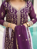 Incredible Wine Sequins Work Georgette Event Wear Gown With Dupatta - Zeel Clothing