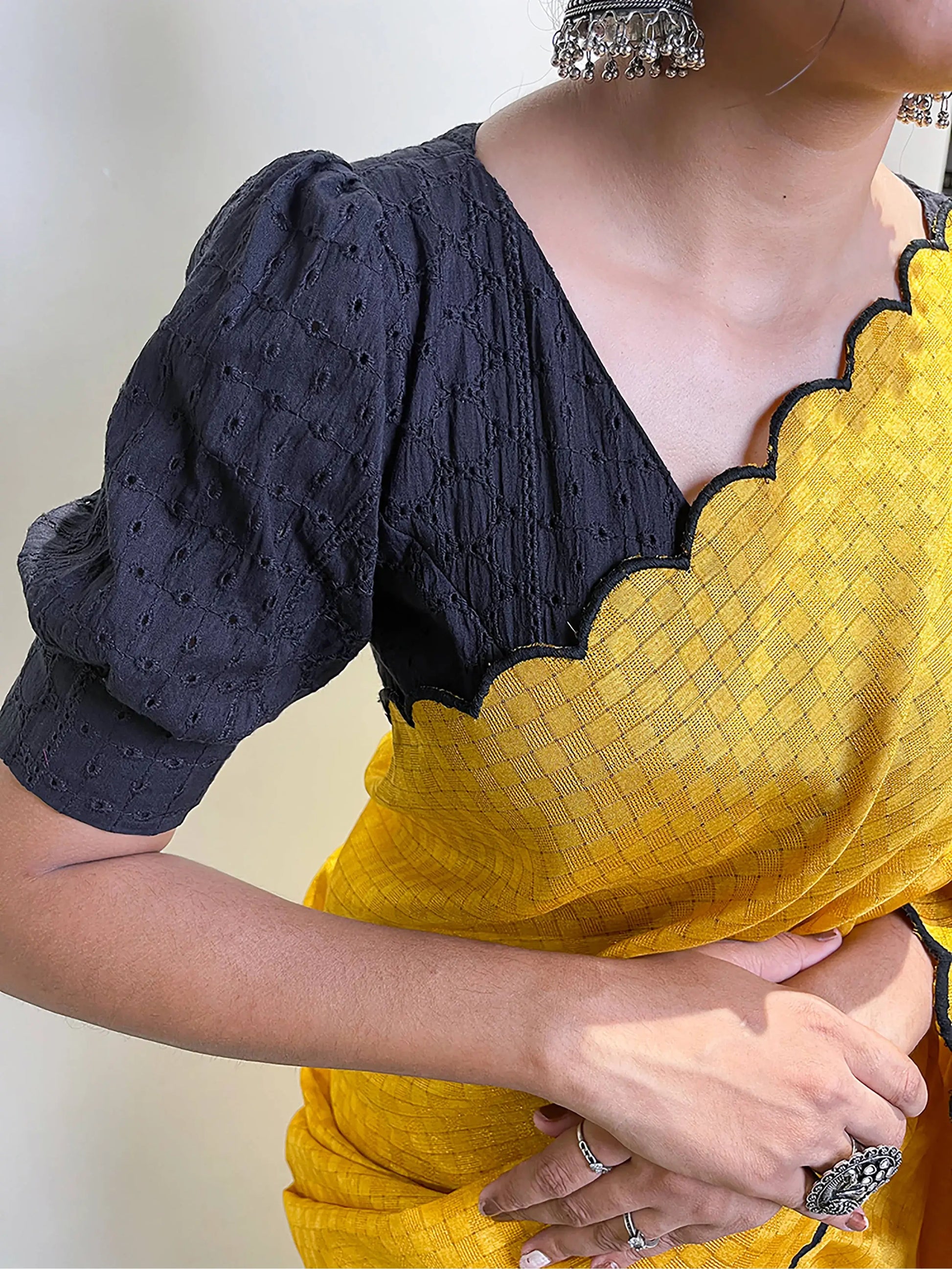 Incredible Yellow Arca Work Gadhawal Chex Traditional Saree - Zeel Clothing