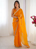 Incredible Yellow Beads Work Silk Festival Wear Saree With Blouse - Zeel Clothing