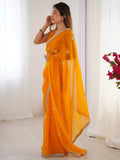 Incredible Yellow Beads Work Silk Festival Wear Saree With Blouse - Zeel Clothing