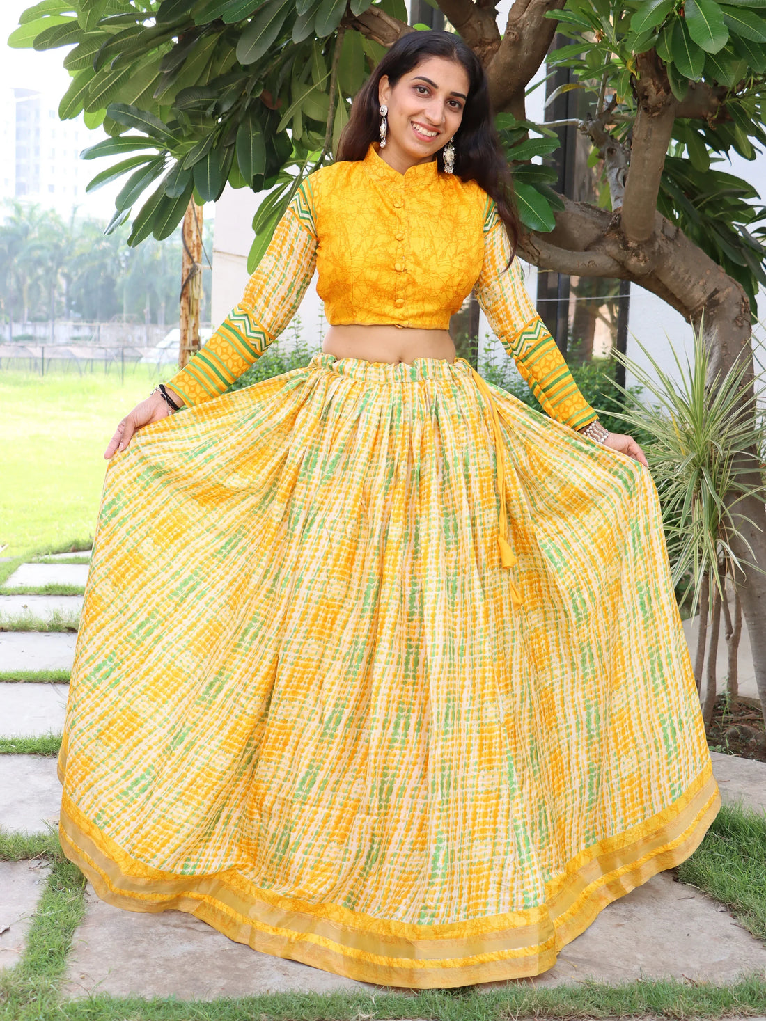 Incredible Yellow Printed Tussar Silk Haldi Wear Lehenga Choli - Zeel Clothing