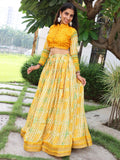 Incredible Yellow Printed Tussar Silk Haldi Wear Lehenga Choli - Zeel Clothing