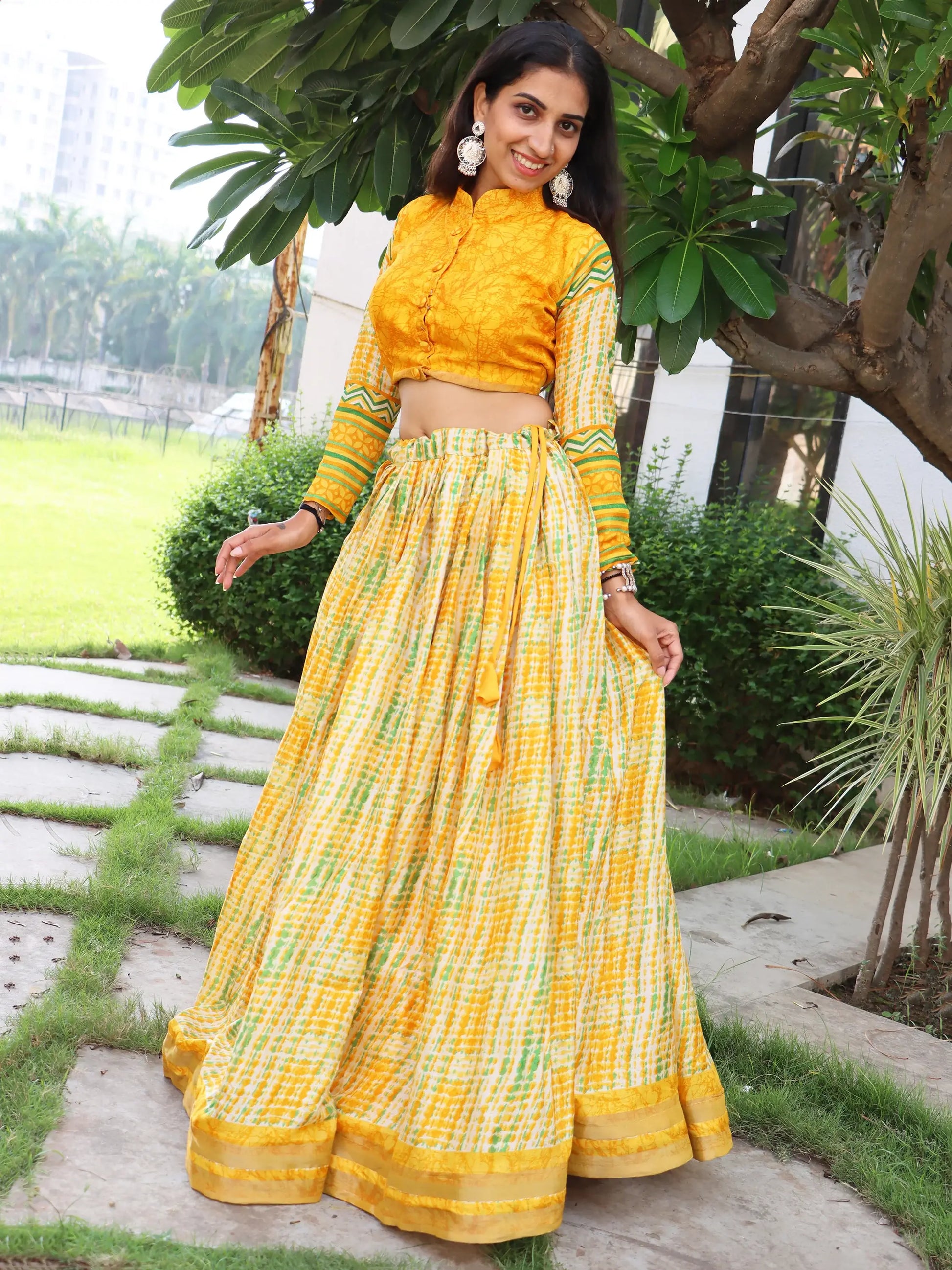 Incredible Yellow Printed Tussar Silk Haldi Wear Lehenga Choli - Zeel Clothing