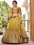 Incredible Yellow Sequins Chinon Haldi Wear Lehenga Choli With Dupatta - Zeel Clothing