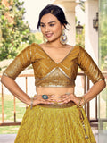 Incredible Yellow Sequins Chinon Haldi Wear Lehenga Choli With Dupatta - Zeel Clothing