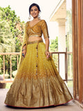 Incredible Yellow Sequins Chinon Haldi Wear Lehenga Choli With Dupatta - Zeel Clothing