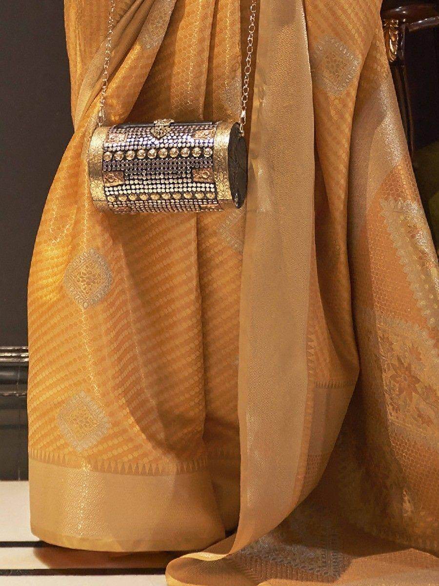 Incredible Yellow Zari Weaving Krimica Silk Saree With Blouse - Zeel Clothing