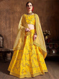 Interesting Yellow Embroidered Mulberry Silk Haldi Wear Lehenga Choli - Zeel Clothing