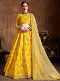 Interesting Yellow Embroidered Mulberry Silk Haldi Wear Lehenga Choli - Zeel Clothing