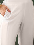 Attractive White Cotton Embroidered Festival Wear Kurta With Trouser