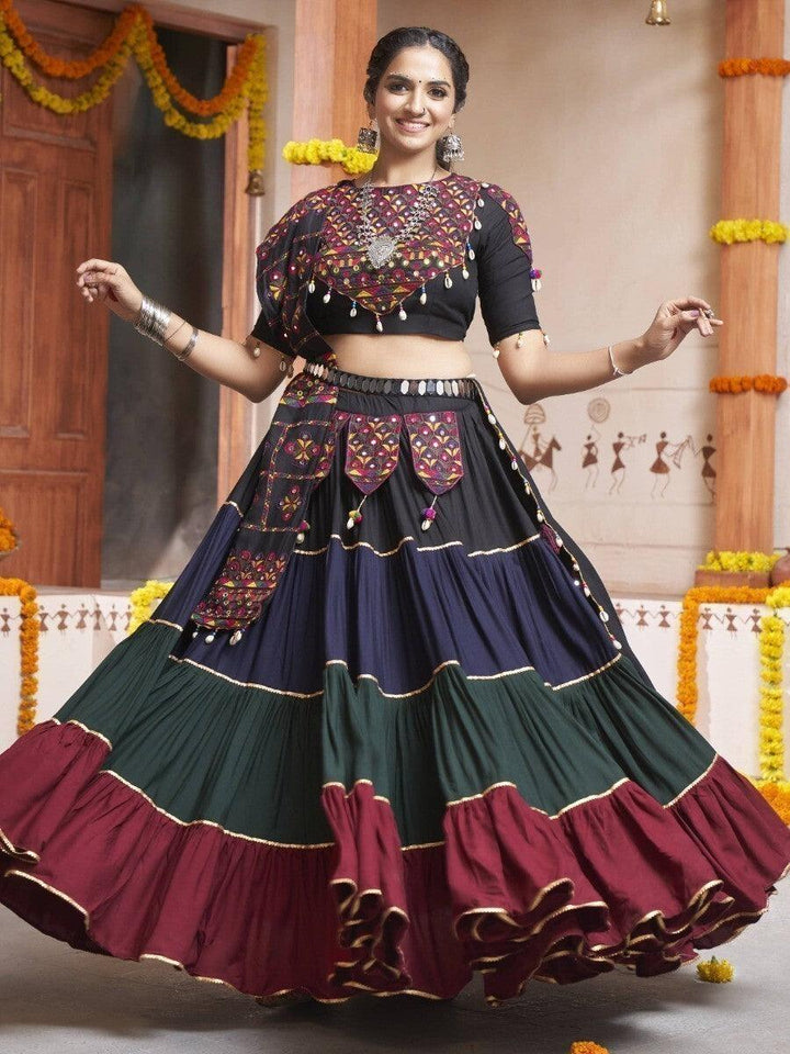 Glorious Multi-Colored Thread Embroided Rayon Festive Lehenga Choli