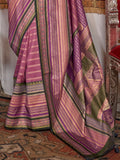 Stunning Mauve Zari Weaving Silk Event Wear Saree With Blouse