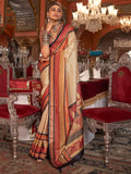 Glamorous Cream Zari Weaving Silk Traditional Saree With Blouse
