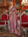Stunning Mauve Zari Weaving Silk Event Wear Saree With Blouse