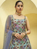 Lavender Sequins Embroidered Chinon Silk Lehenga Choli With Dupatta - Zeel Clothing
