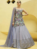 Lavender Sequins Embroidered Chinon Silk Lehenga Choli With Dupatta - Zeel Clothing