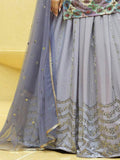 Lavender Sequins Embroidered Chinon Silk Lehenga Choli With Dupatta - Zeel Clothing
