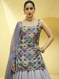 Lavender Sequins Embroidered Chinon Silk Lehenga Choli With Dupatta - Zeel Clothing