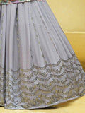 Lavender Sequins Embroidered Chinon Silk Lehenga Choli With Dupatta - Zeel Clothing