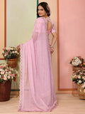 Lavish Baby Pink Thread Work Organza Party Wear Saree With Blouse - Zeel Clothing