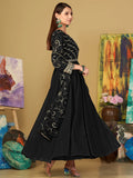 Lavish Black Sequins Georgette Anarkali Suit With Dupatta - Zeel Clothing