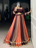 Lavish Brown Rayon Navratri Special Lehenga With Gamthi Work Blouse - Zeel Clothing