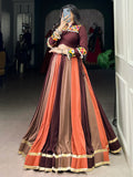 Lavish Brown Rayon Navratri Special Lehenga With Gamthi Work Blouse - Zeel Clothing