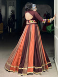 Lavish Brown Rayon Navratri Special Lehenga With Gamthi Work Blouse - Zeel Clothing