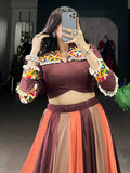 Lavish Brown Rayon Navratri Special Lehenga With Gamthi Work Blouse - Zeel Clothing