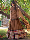 Lavish Brown Zari Weaving Chanderi Traditional Lehenga Choli - Zeel Clothing
