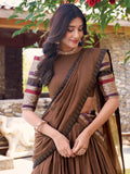 Lavish Brown Zari Weaving Chanderi Traditional Lehenga Choli - Zeel Clothing