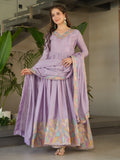 Lavish Lavender Multi Thread Work Chinon Festive Wear Gown With Dupatta - Zeel Clothing