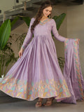 Lavish Lavender Multi Thread Work Chinon Festive Wear Gown With Dupatta - Zeel Clothing