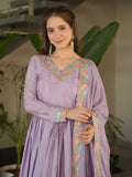Lavish Lavender Multi Thread Work Chinon Festive Wear Gown With Dupatta - Zeel Clothing
