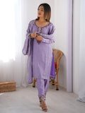 Lavish Lavender Sequins Chinon Wedding Wear Pant Suit And Dupatta - Zeel Clothing
