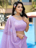 Lavish Lavender Thread Work Organza Bridesmaid Lehenga Choli - Zeel Clothing