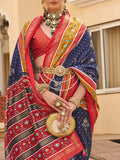 Lavish Navy Blue Patola Print Silk Festive Wear Saree With Blouse - Zeel Clothing