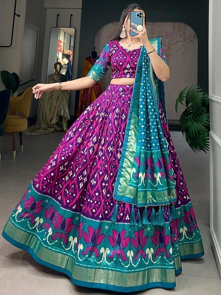 Charming Purple Foil Printed Silk Events Wear Lehenga Choli