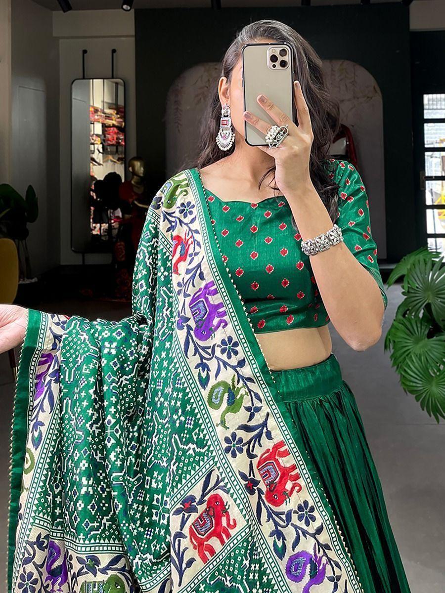 Attractive Green Patola Print Dola Silk Traditional Lehenga Choli