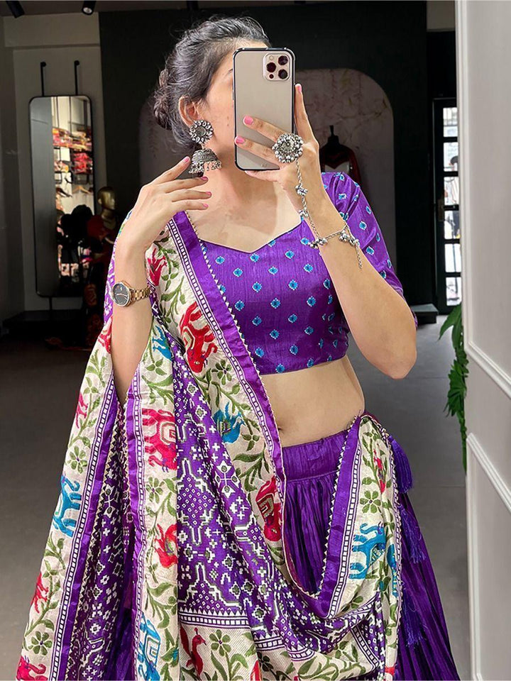Alluring Purple Patola Print Dola Silk Traditional Lehenga Choli