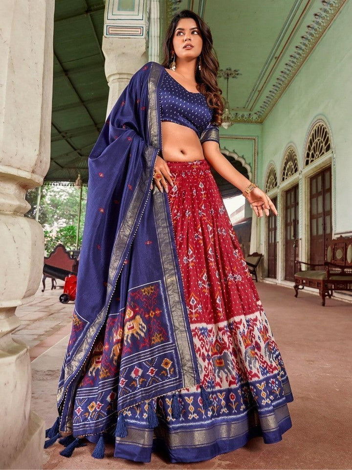 Lovely Red Patola Printed Silk Festive Wear Lehenga Choli With Dupatta