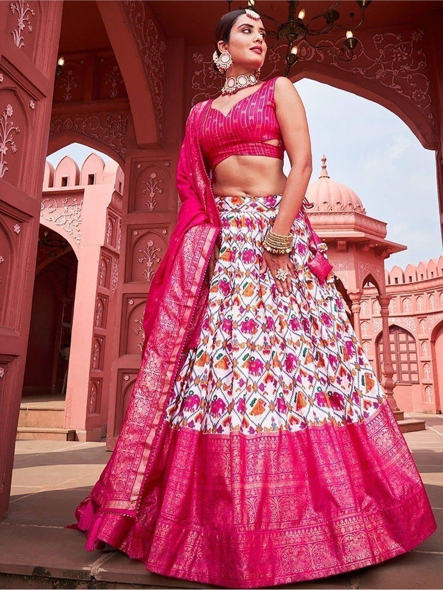 Stunning Pink Patola Print Silk Festival Wear Lehenga Choli